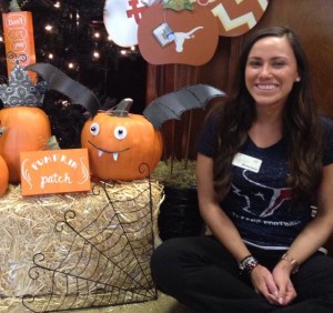 Marissa with our fall decor display in the Deer Park location.