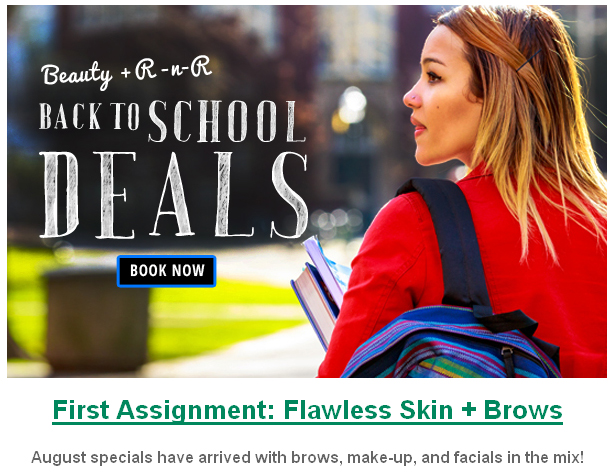 Back To School, Deals, August specials, brows, make-up, facials